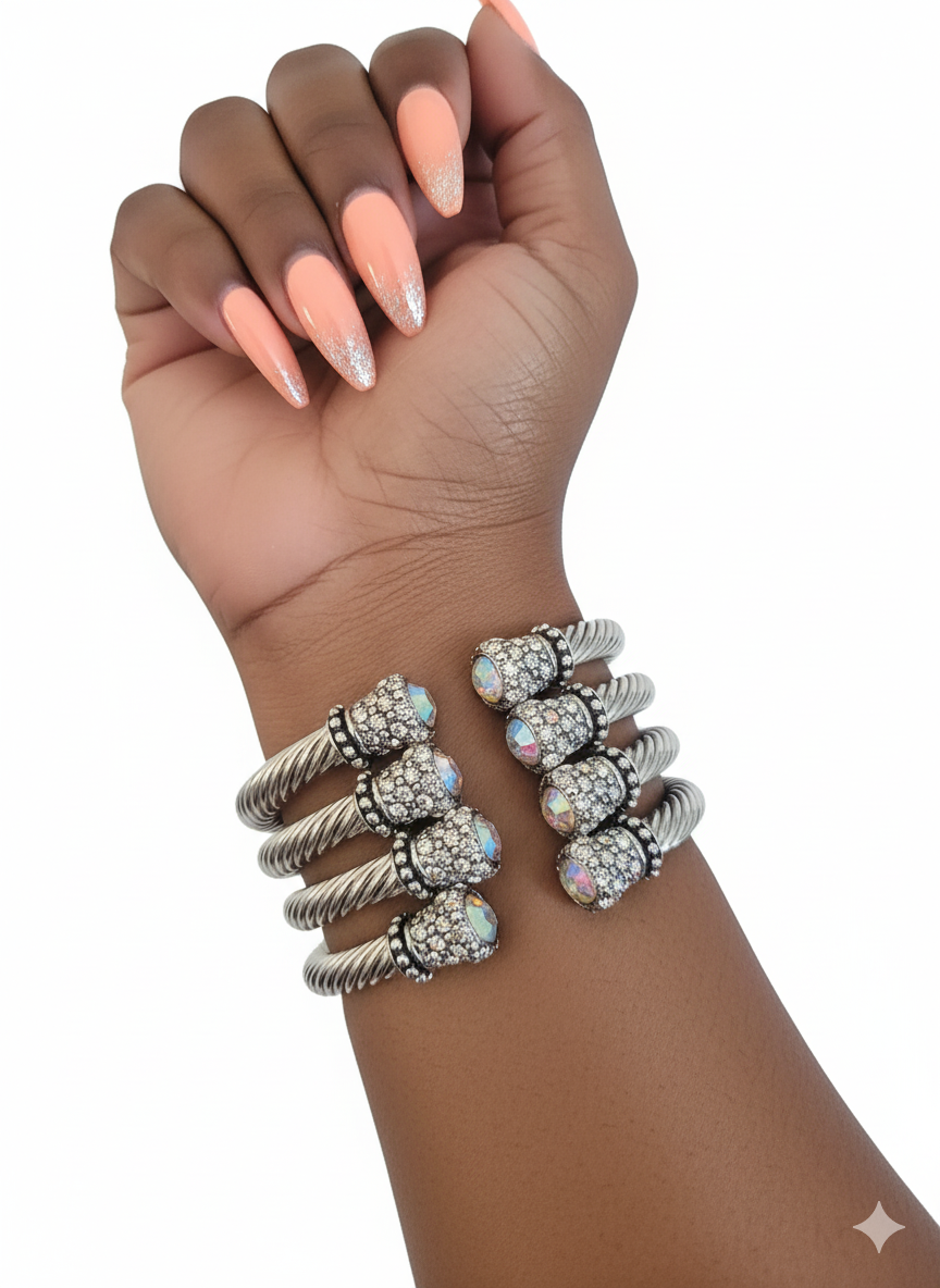 Get Stoned Iridescent Crystal Bangles